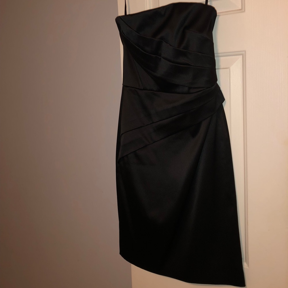 WHBM strapless black satin dress